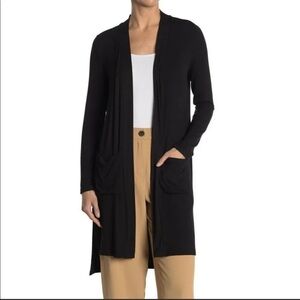 CATHERINE MALANDRINO RIBBED LONGLINE CARDIGAN DUSTER WITH POCKETS SIZE SMALL NWT